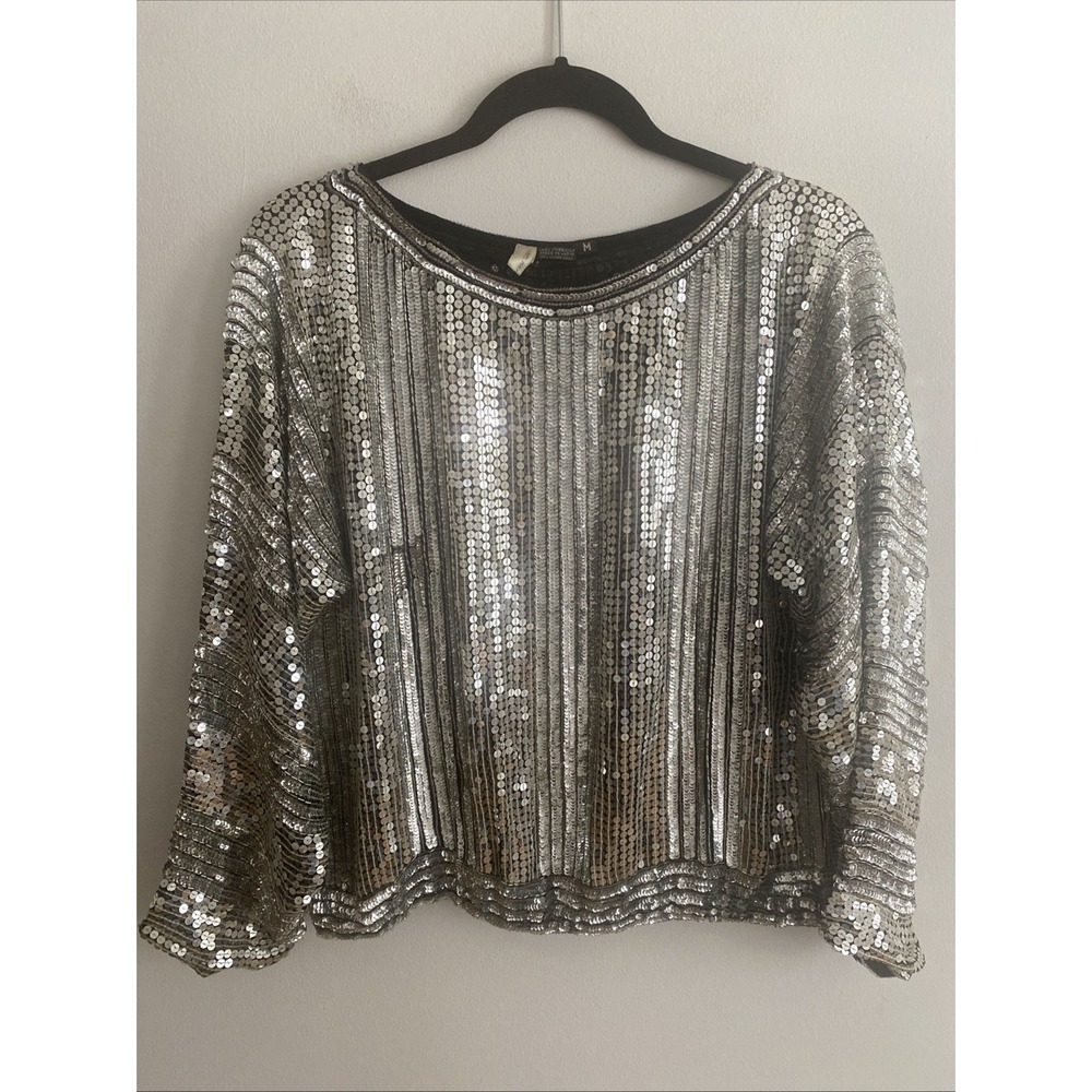 Vintage Silk Sequin Disco Ball Top‎ Women's Size Medium